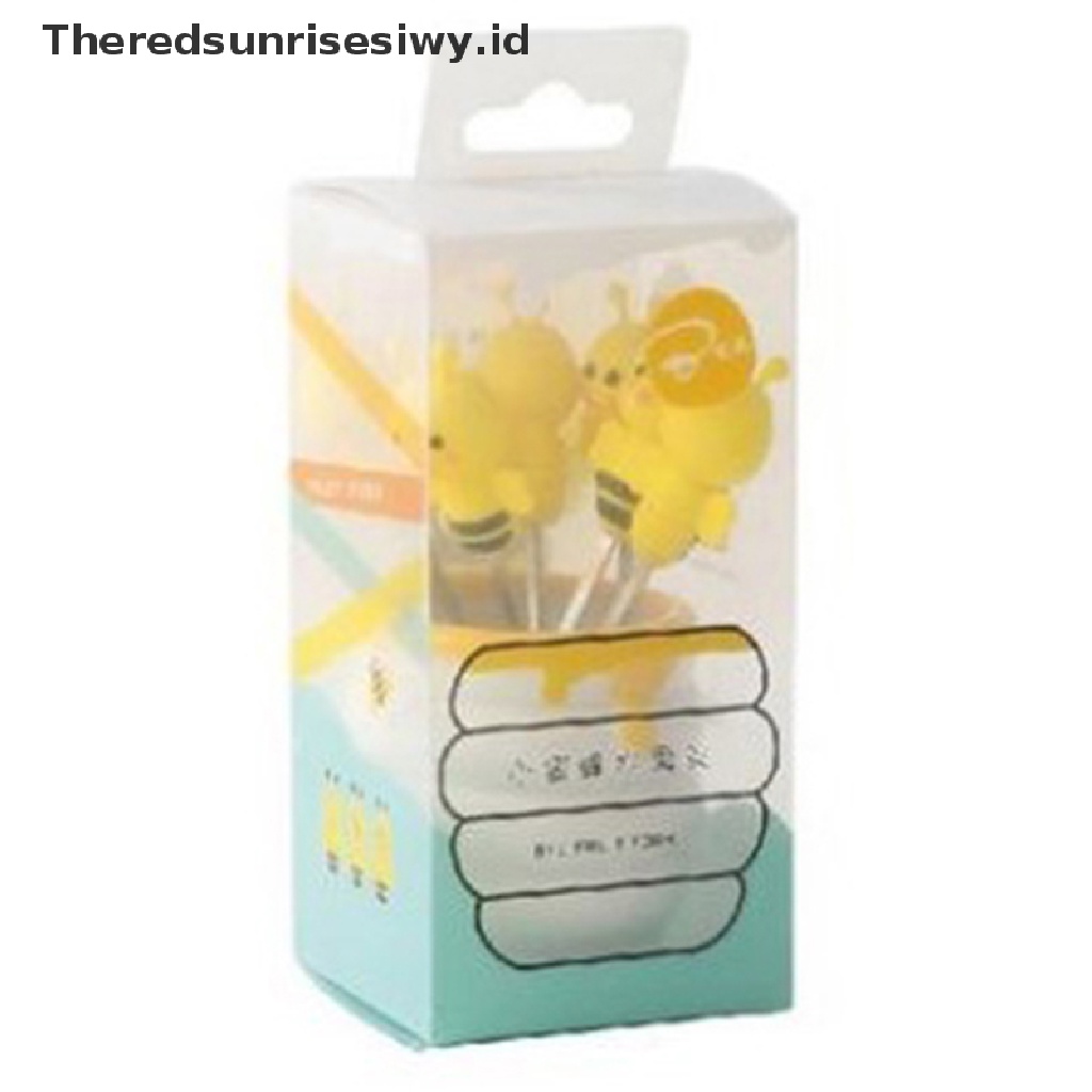 # Alat Pemotong Buah # 6pcs / set Garpu Buah Mini Bahan Stainless Steel Keramik Motif Kartun Lebah Untuk Anak