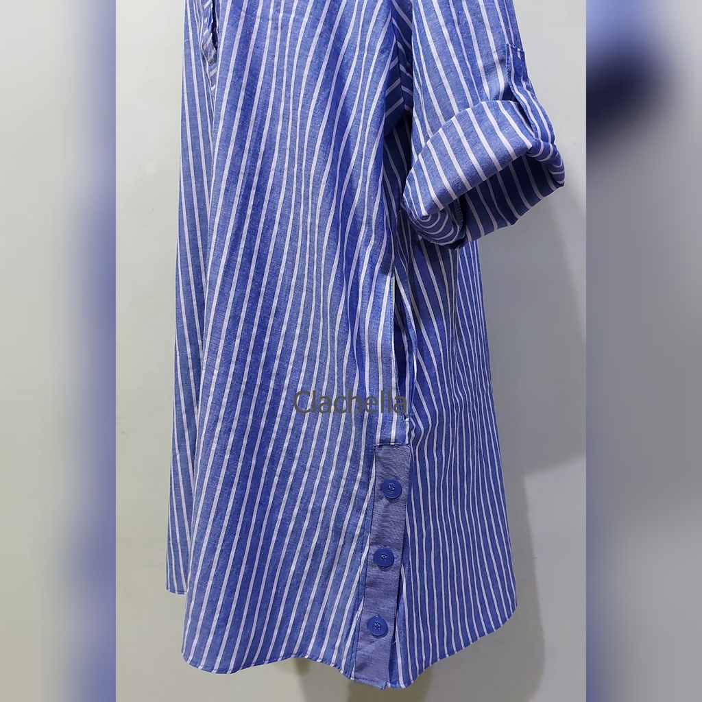 Clachella Baju Tunik Motif Salur, Baju Atasan Wanita T22031