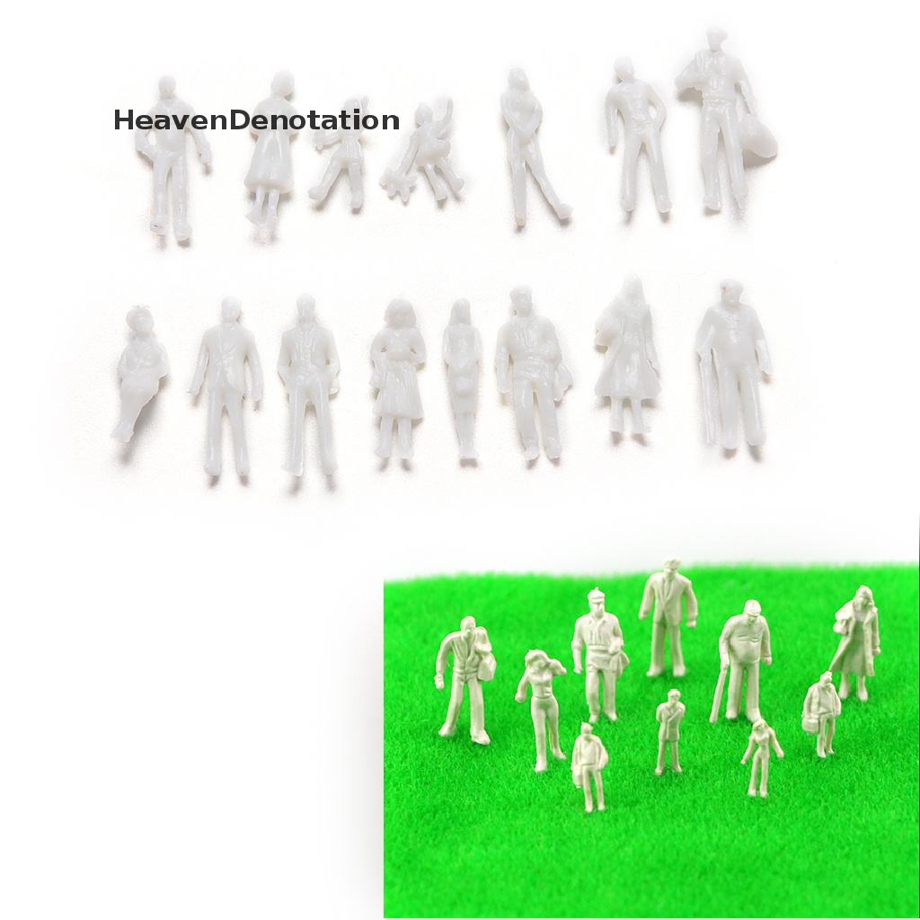 (Heavendenotation) 100pcs / Set Miniatur Orang Putih Belum Dicat Skala 1: 100 Untuk Dekorasi Diy