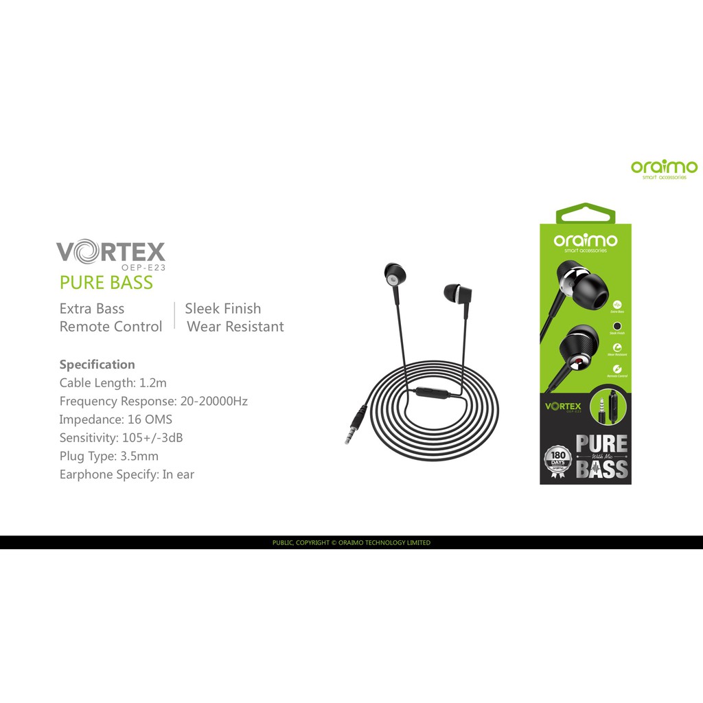 HEADSET EARPHONE ORAIMO VORTEX OEP-E23