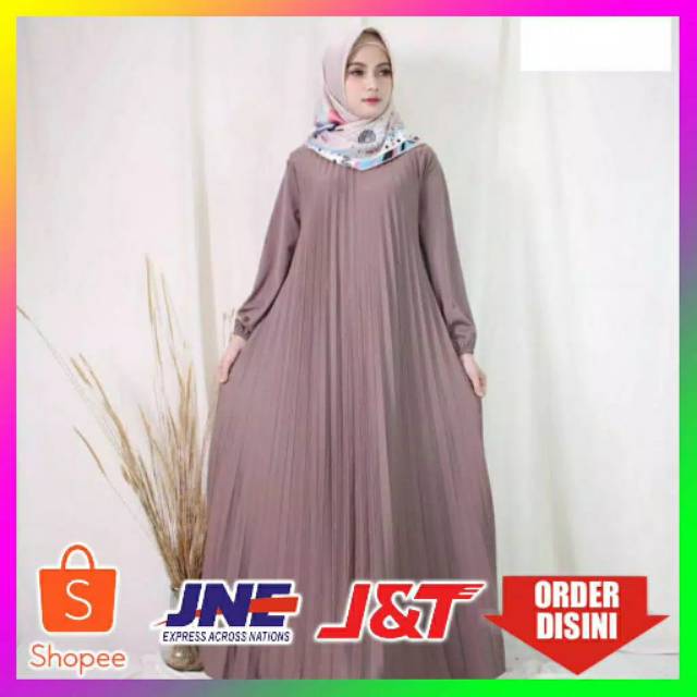 Gamis plisket //long dress plisket // gamis terbaru termurah