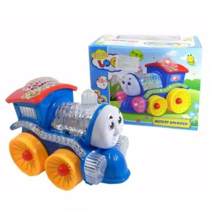 FUNNY LOCO 688 Mainan Anak Kereta Mini Wajah Tho mas Lampu Bump'N Go