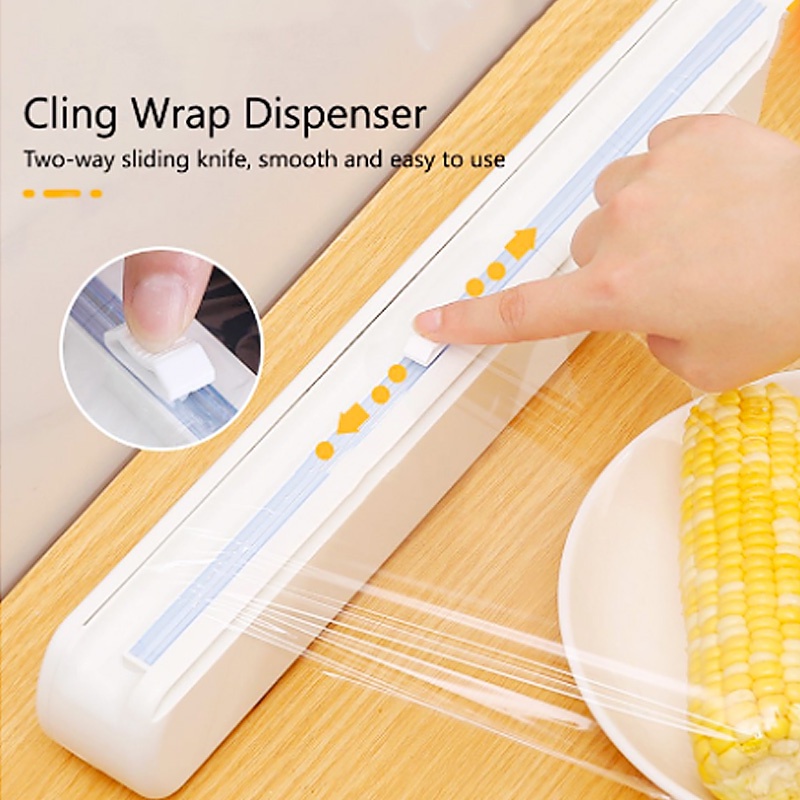 PLASTIK CLING WRAP DISPENSER ALUMUNIUM FOIL BAKING PAPER WRAPPING FOOD FILM CUTTER HOLDER PEMOTONG