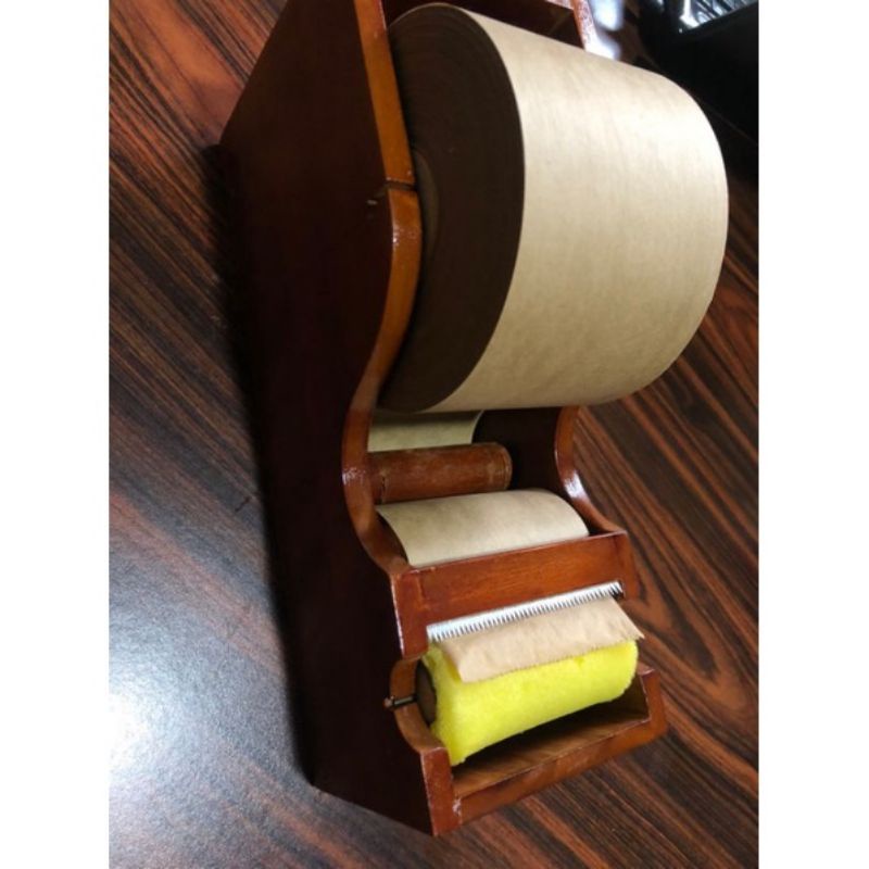 dispenser lakban air/gummed tape alternatif dari kayu jati