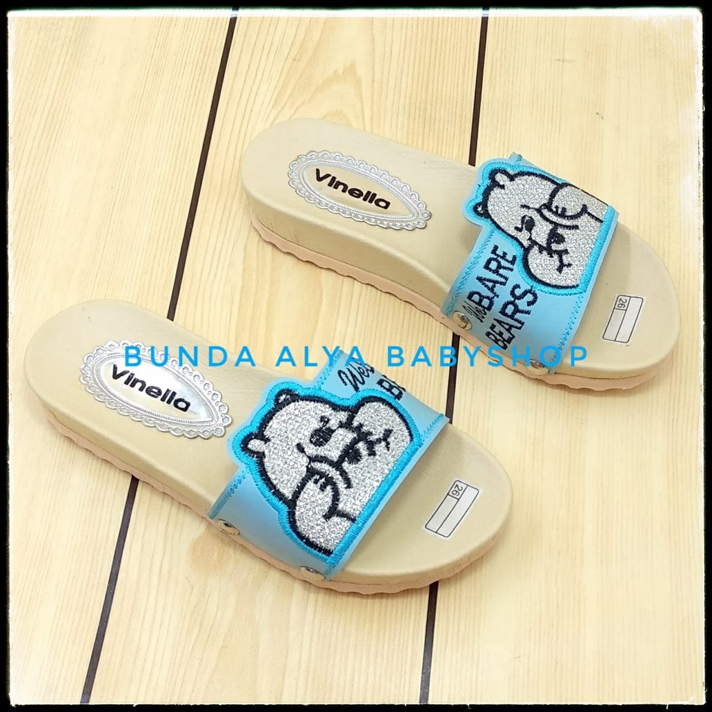 Sandal Anak Perempuan Slop Usia 3 4 5 6 7 Tahun BEAR BIRU SIze 26-35 - Sendal Anak Cewek FlipFlop Alas Karet