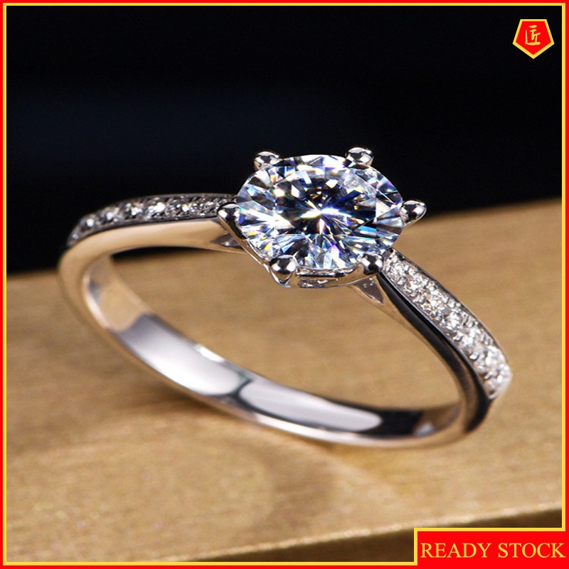 [Ready Stock]Moissanite Six-Claw Crown Open Ring