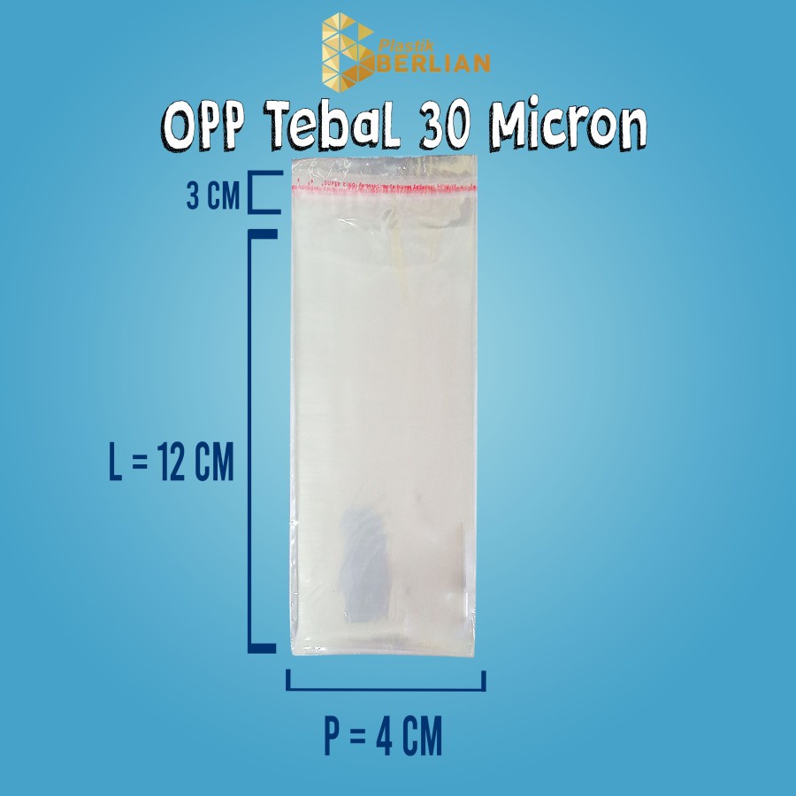 

4 X 12 cm Plastik OPP TEBAL 30 MICRON (100 lbr)