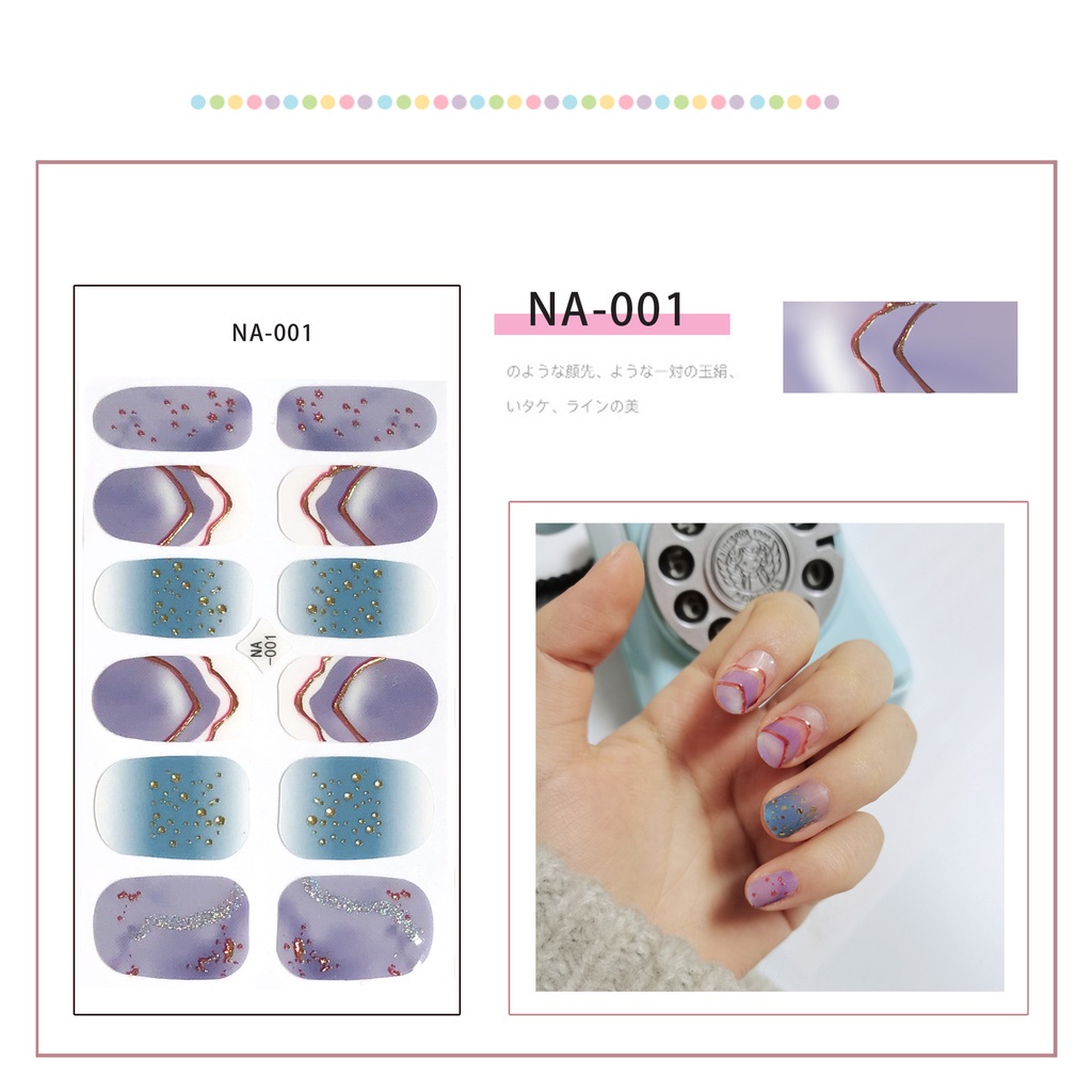 Na001-020 12pcs / Lembar Stiker Kuku Palsu 3d Bronzing Untuk Nail Art Diy