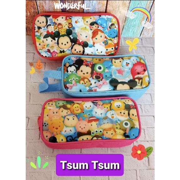 Kotak Pensil KAIN/PENCIL CASE PVC/tempat pensil-TSUM-TSUM