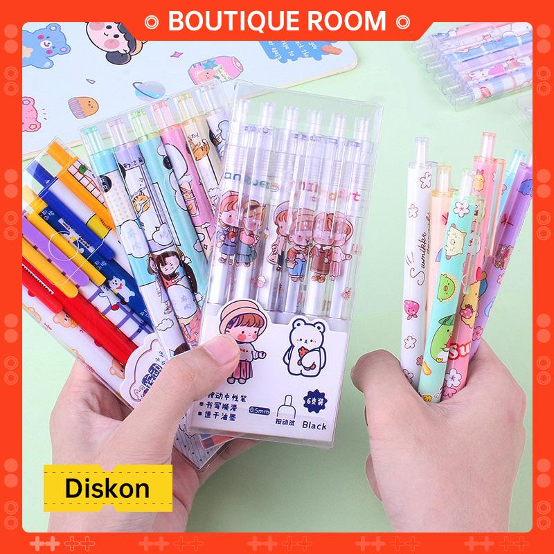 

Ready✨Enam pena netral kreativitas kartun lucu alat tulis sekolah dasar BER