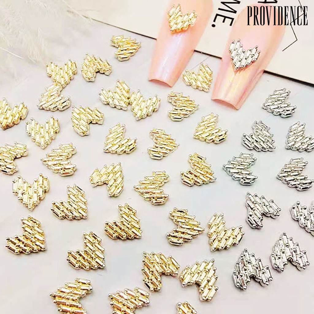 Providence 10Pcs / Set Berlian Imitasi Bentuk Hati 3D Untuk Dekorasi Nail Art Charms