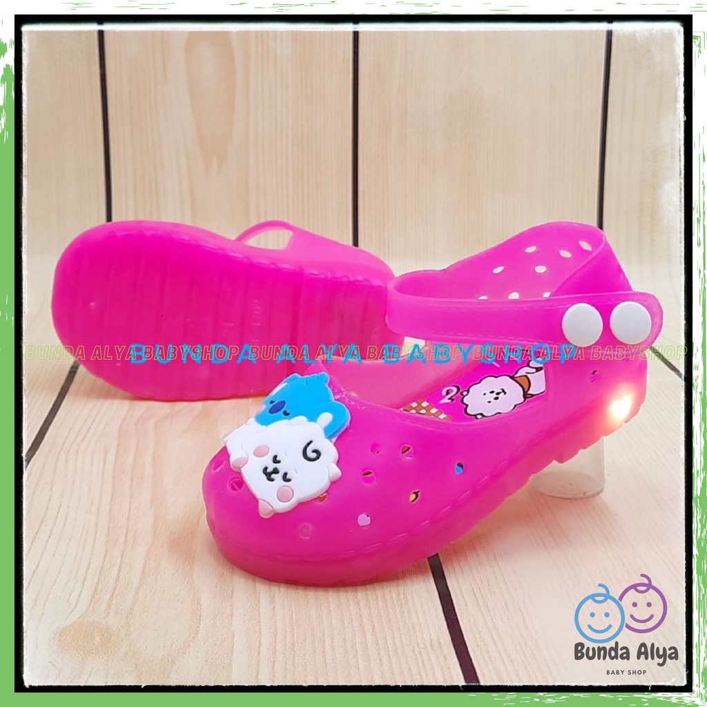 Sepatu Anak Perempuan Jelly LED Usia 6 Sampai 18 Bulan - Sepatu Anak Cewek Jelly Lampu Motif FANTA Sepatu Jelly Lentur Elastis Anti Licin Model Tali Sepatu LED Jelly Anak