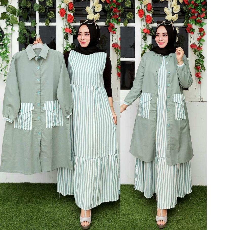QF Gamis Plust rompi tunik  873 / gamis / setelan gamis tunik / gamis terbaru / Gamis rompi tunik /