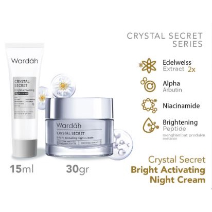 ☘️Yuri Kosmetik☘️ Wardah Crystal Secret Bright Activating Night Cream