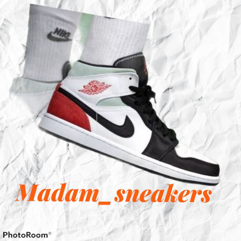 Sepatu Nike air Jordan 1 Mid SE Union Black Toe
