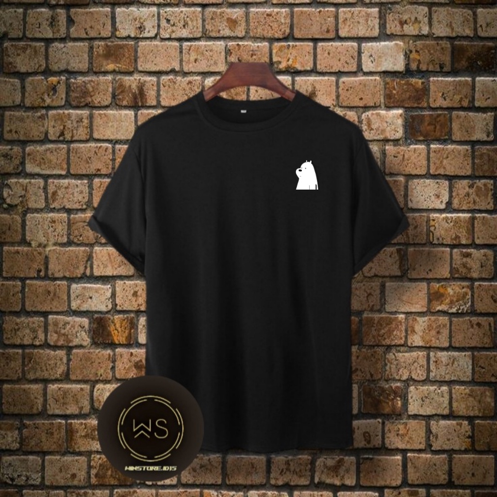 Kaos unisex ICE BEAR garis katun combed 30s / sablon polyflex / kaos plesetan / baju kekinian / paka
