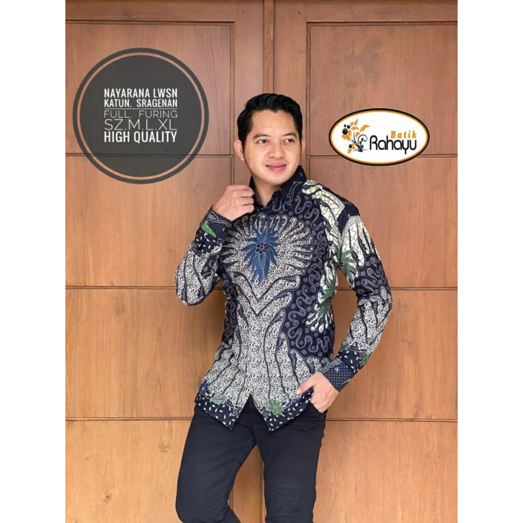 NAYARANA LAWASAN KEMEJA BAJU BATIK PRIA SOLO LENGAN PANJANG FULL FURING KATUN HALUS RAHAYU PROBOSETO HIJAU TIERTA SEMULUR SAPTHA KAWUNG ROGO VIJAY HANUNG SETYO PRABU AJIBHANU NAGA SOGAN MERAK DONGKER WAHYU TUMURUN EDELIN AJISAKA HIJAU KARTIKO WIJOYO