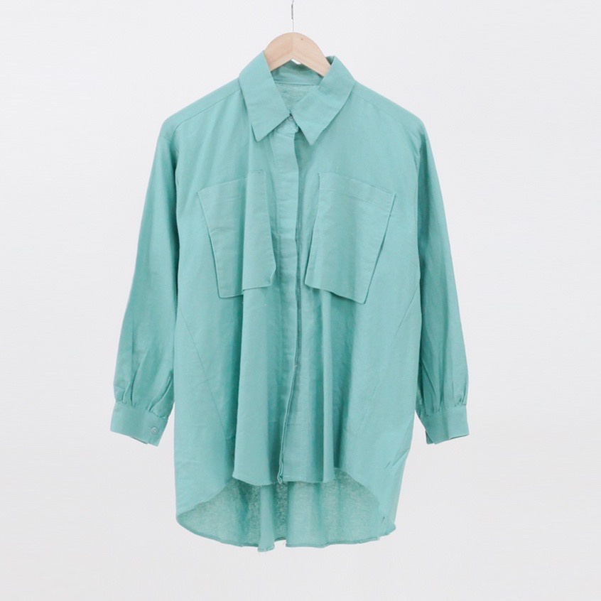 Pocket Rami Shirt Yura Linen Rami Shirt blouse Polos Kantung ara pouch By DAZPROJECT