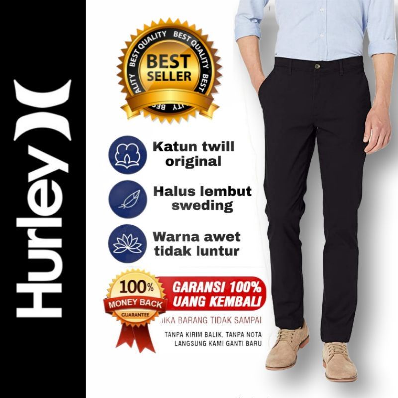 CELANA PANJANG CHINO HURLEY POLOS BAHAN MELAR CASUAL PRIA  PREMIUM QUALITY