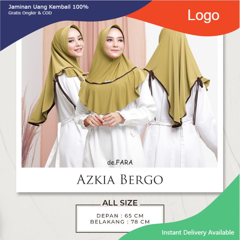 Azkia bergo by defara  | Hijab instan murah | hijab style | hijab kekinian cantik | hijab premium