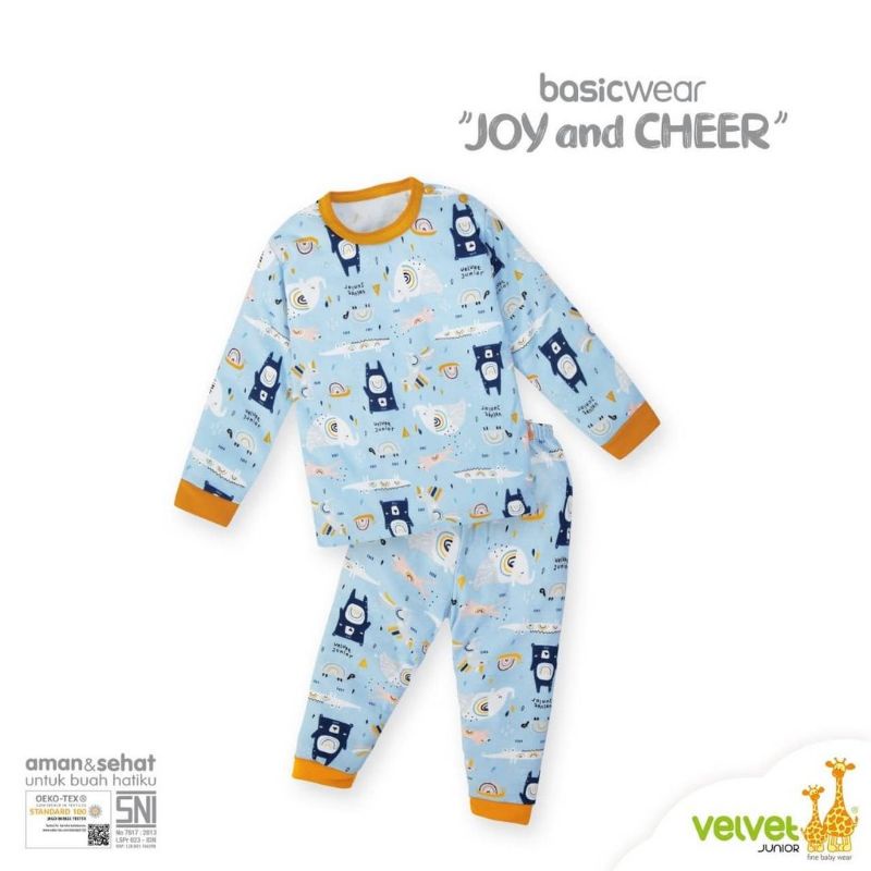 Piyama Velvet Junior Big Size Setelan Panjang Anak 2 3 4 5 6 7 8 9 10 Tahun Motif Terbaru Joy and Cheer