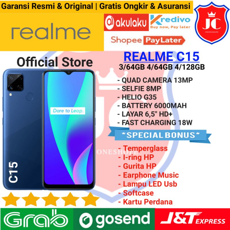 REALME C15 RAM 4GB 64GB & 3/64GB 4/128GB GARANSI RESMI REALME OPPO INDONESIA - BONUS