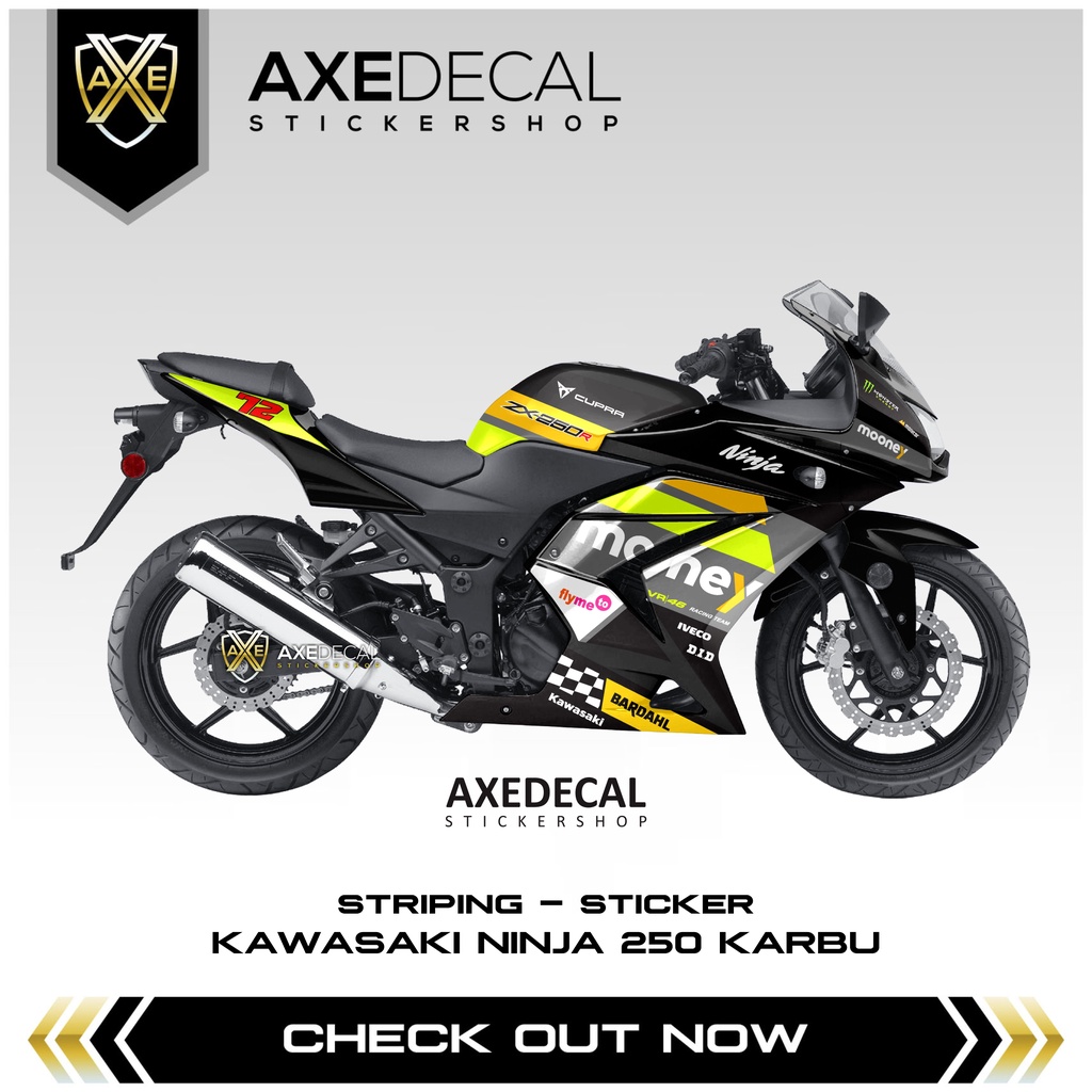 Striping Ninja 250 Karbu Mooney VR 46 Racing / Stiker Motor Kawasaki Ninja Carbu / Stock Decals