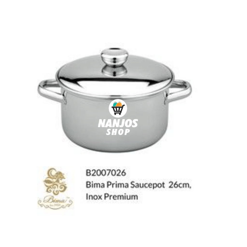 Bima Panci + Tutup Prima Panci Saus Saos Saucepot 26 Cm Stainless steel B2007026 / B200726