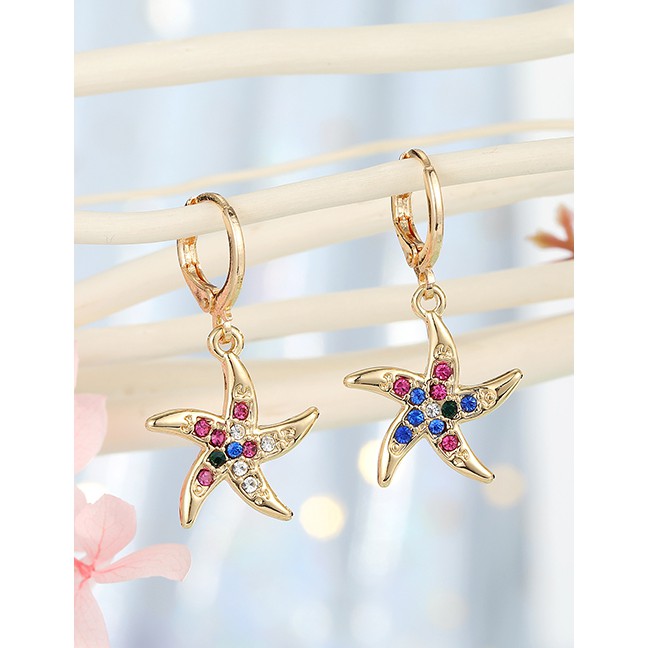 LRC Anting Tusuk Fashion Golden Starfish Diamond K45380