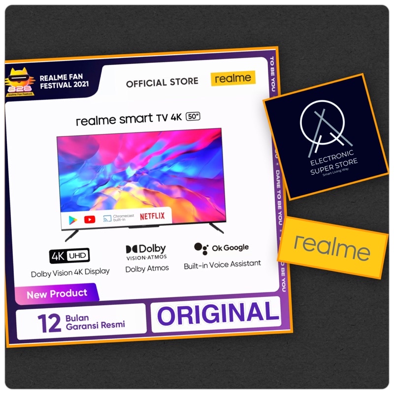 TV LED 50INCH REALME RMV-2015 ANDROID SMART TV 4K UHD DOLBY ATMOS AUDIO