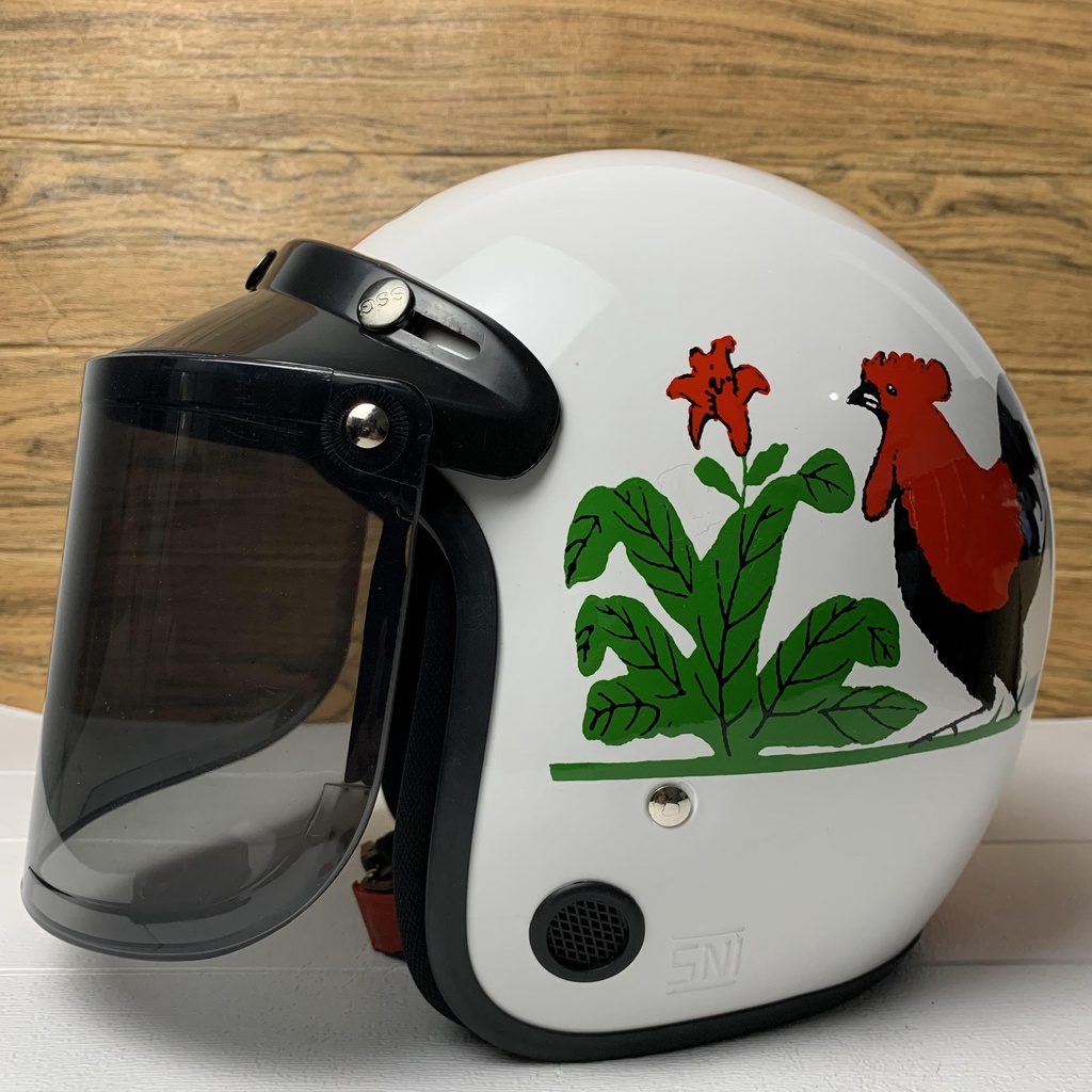 Helm Bogo Retro Motif Ayam Dewasa SNI