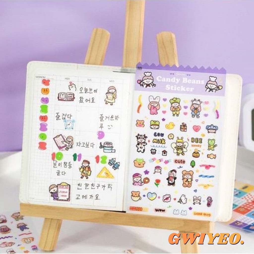 

4 Lembar Deco Sticker Planner Journal Cute Korean Stiker