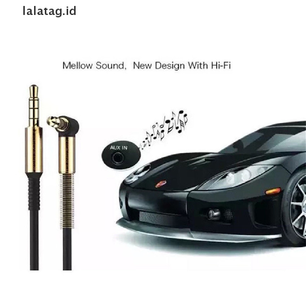 (Flyag) Kabel Audio Stereo Jack 3.5mm Male Ke Male Sudut Kanan 90 Derajat