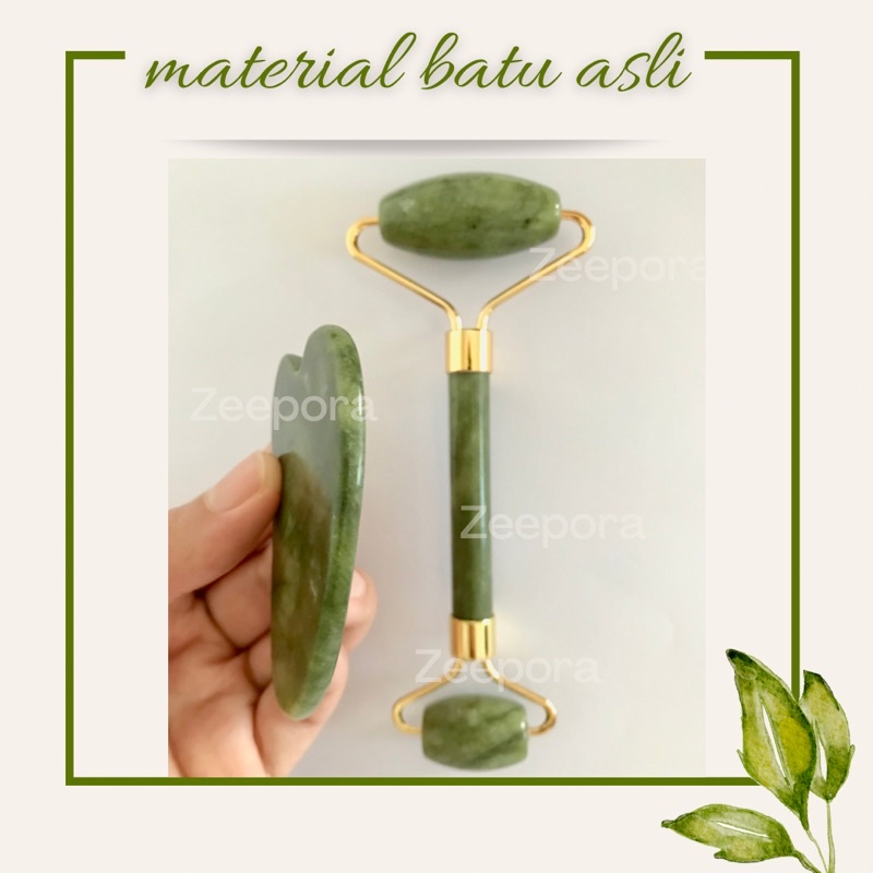 Jade Roller guasha alat pijat wajah antikerut penuaan dini facial wajah