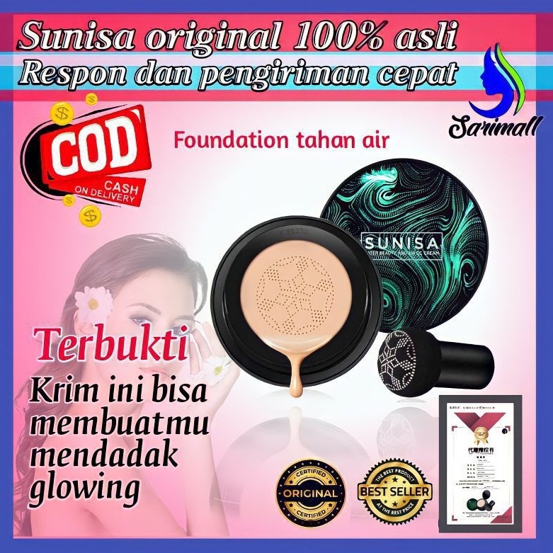 sunisa cushion waterproof original / bedak sunisa original anti air  asli / bedak sunisa 100% ori / miracle sunisa 4 in 1 ori