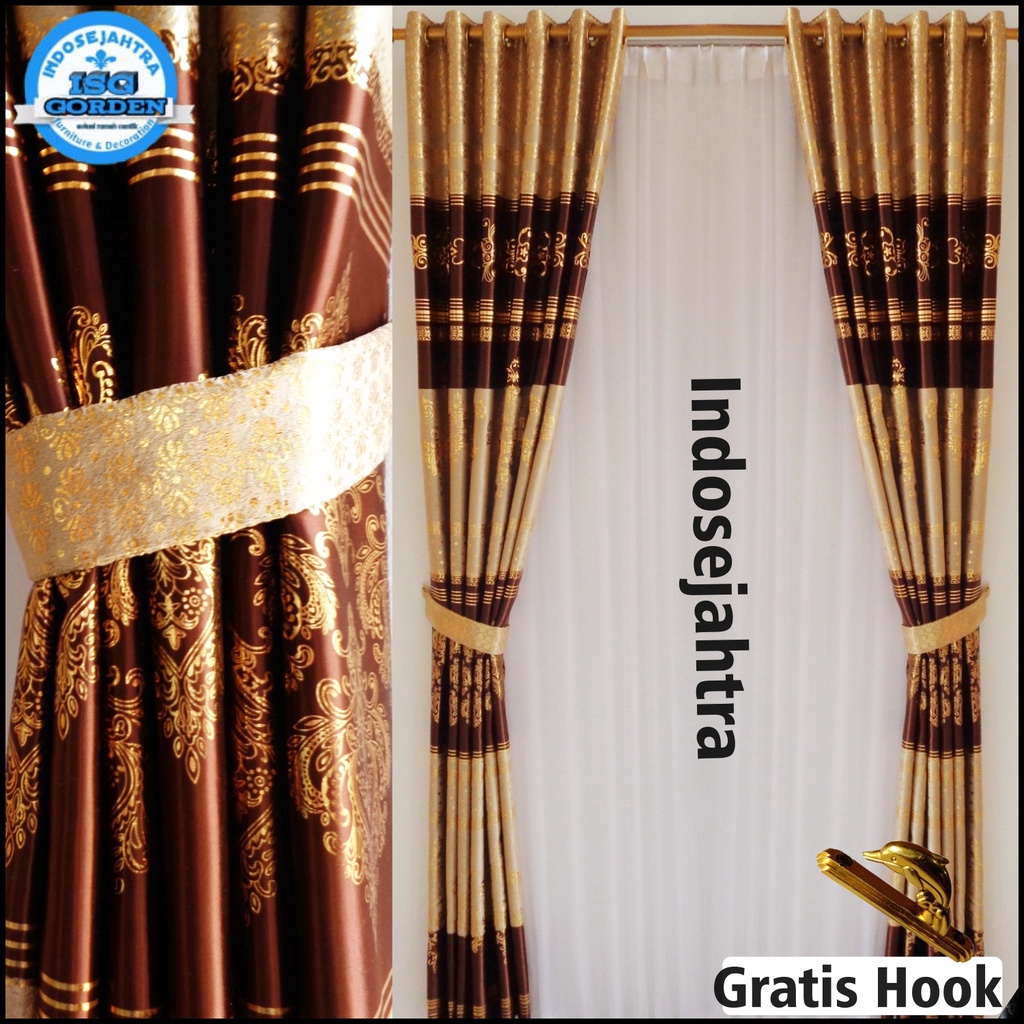 Gorden Jendela Pendek Kamar Tidur Minimalis Blackout Import Printing Hijau