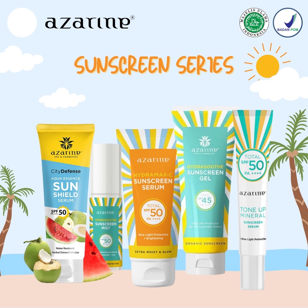 ⭐BAGUS⭐ AZARINE SUNSCREEN SERUM SPF 45 / 50 PA+++ Sun Protection Hydrasoothe / Aqua Essence Sun Shield