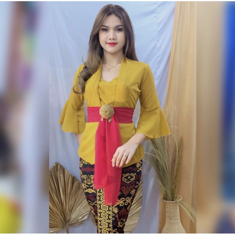 (kebaya saja) kebaya bali rumbai moscreft ceruty lengan terompet