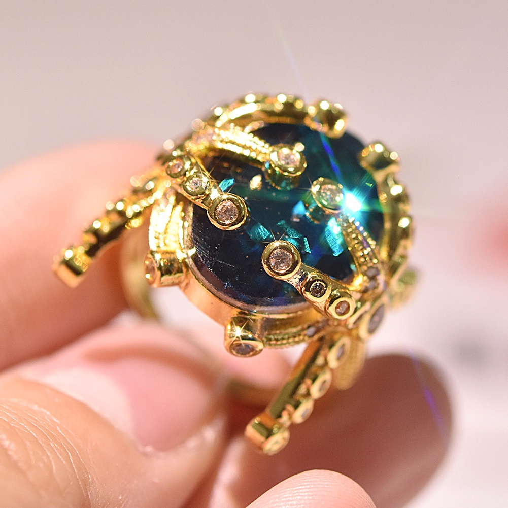 Hu Hu Hu Hu Hu Alat Bantu Pasang Kacamata♡ Cincin Dengan Batu Topaz Imitasi Bentuk Bintang Laut Untuk Wanita