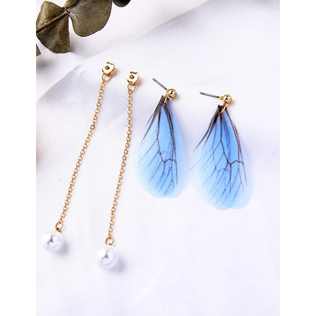 LRC Anting Tusuk Fashion Pearl Hanging Chiffon Earrings D03300