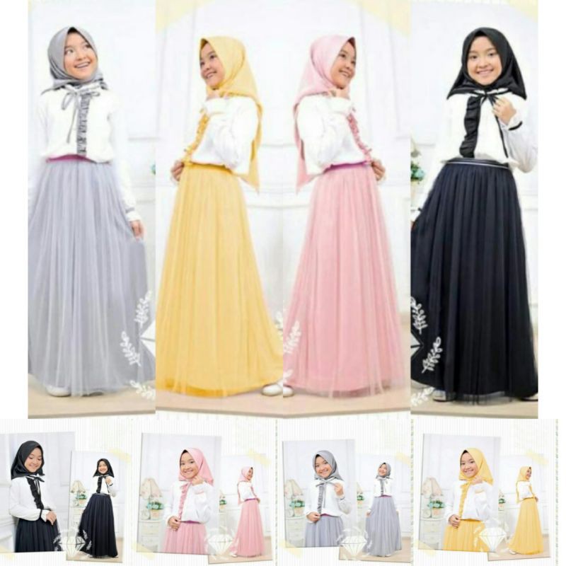 Set Nuri Kids Usia 8th-12th Baju Muslim Anak Perempuan Baju Anak Perempuan Setelan Anak Perempuan
