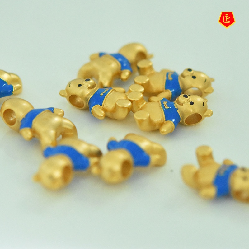 [Ready Stock]3D Golden Cartoon Bear Lucky Beads Bracelet