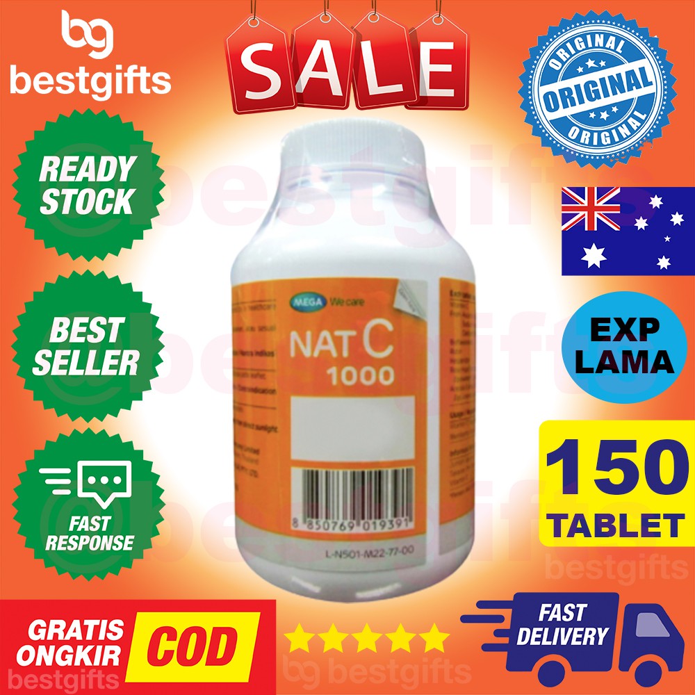 MEGA WE CARE NAT C VITAMIN VIT C 1000 MG KEKEBALAN DAYA TAHAN IMUN TUBUH AMAN DI LAMBUNG 150 TABLET