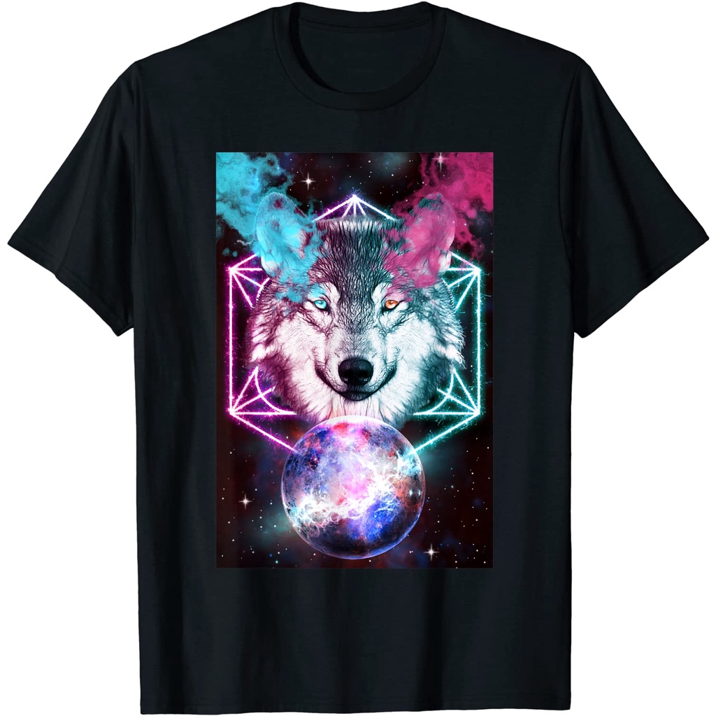 Baju dewasa Fantasy Space Wolf Science Fiction Planet Universe T-Shirt