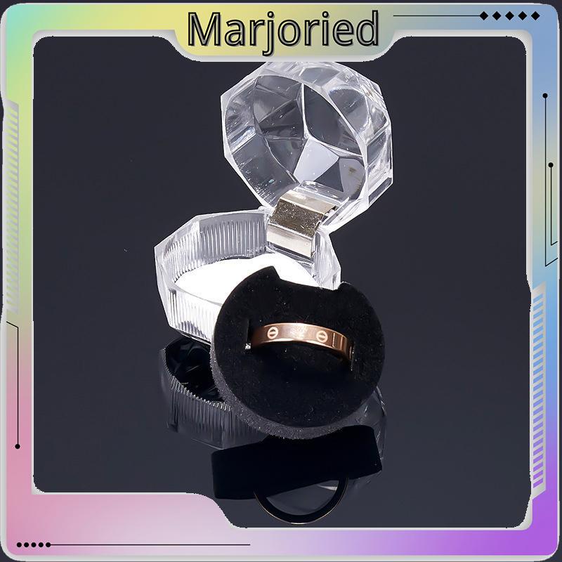 4cm * 4cm Transparan Kotak Cincin Kristal Kotak Cincin Akrilik Kotak Perhiasan Anting-MJD