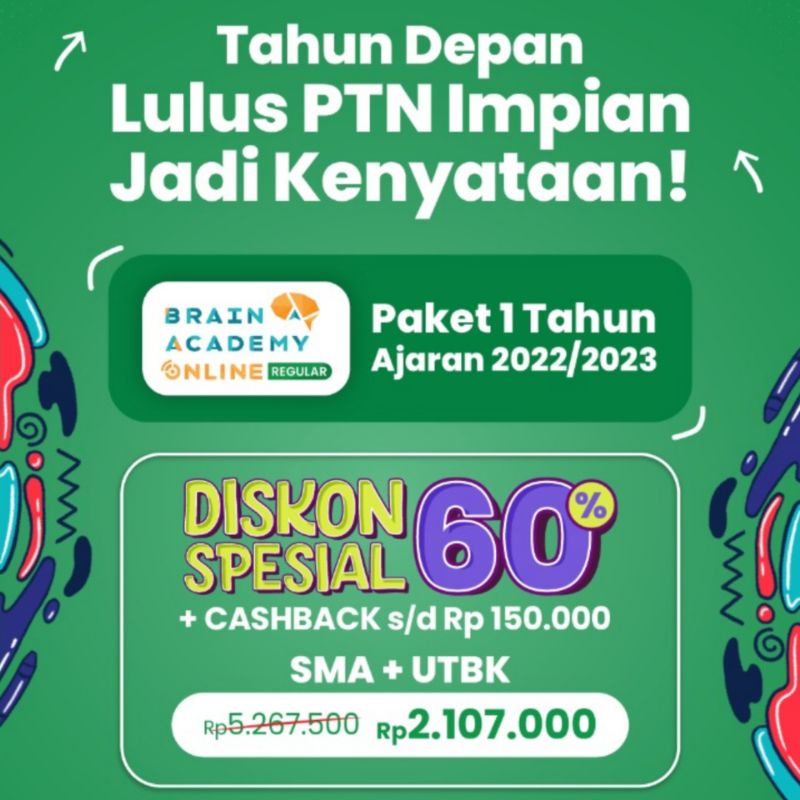 Brain Academy Online Regular by Ruangguru SMA + UTBK