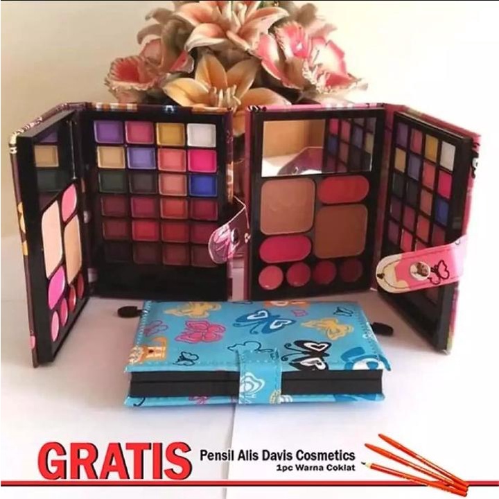 Eyeshadow Makeup Dompet Ukuran Besar + Gratis Pensil Alis Davis Cosmetic