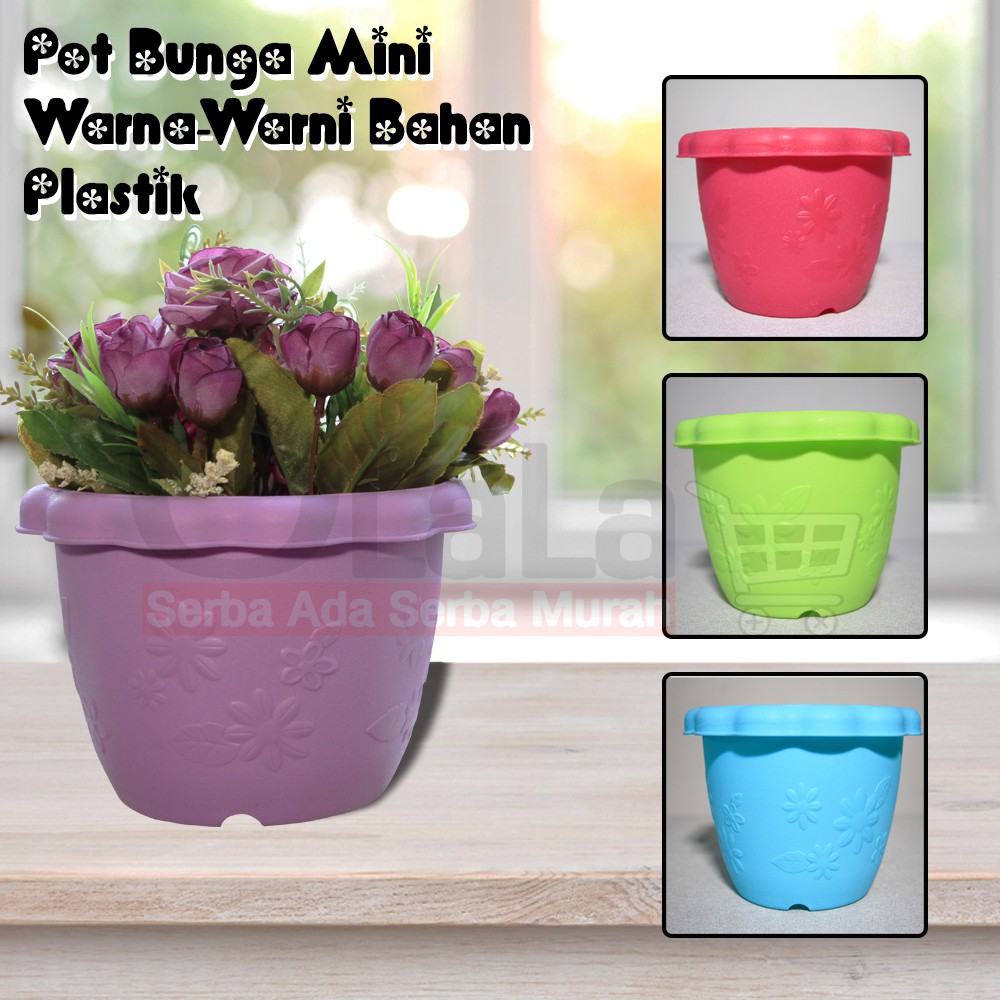 Pot Bunga Mini Bahan Plastik Warna-Warni Untuk Dekorasi Rumah / Kantor/Premium
