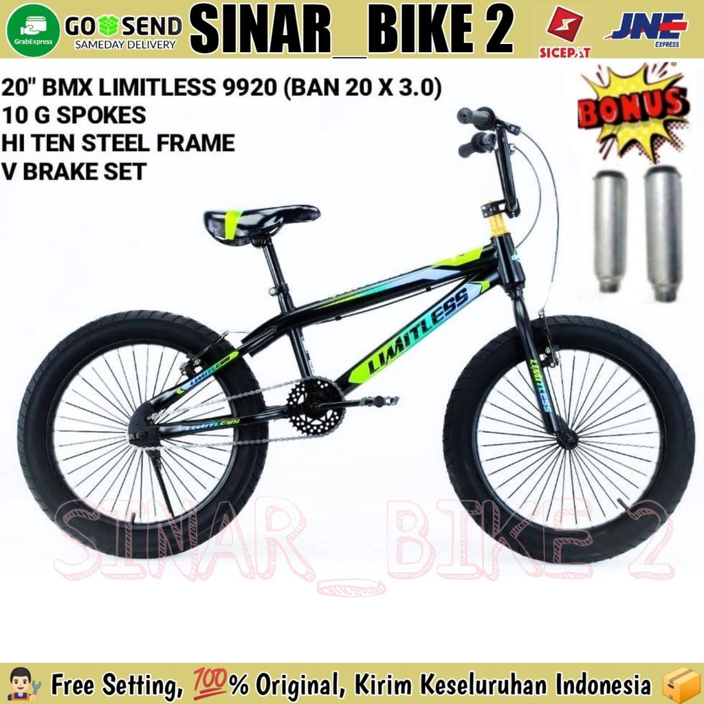 Sepeda Anak Laki 20 Inch BMX LIMITLESS 9920 Ban Jumbo Bonus Jalu