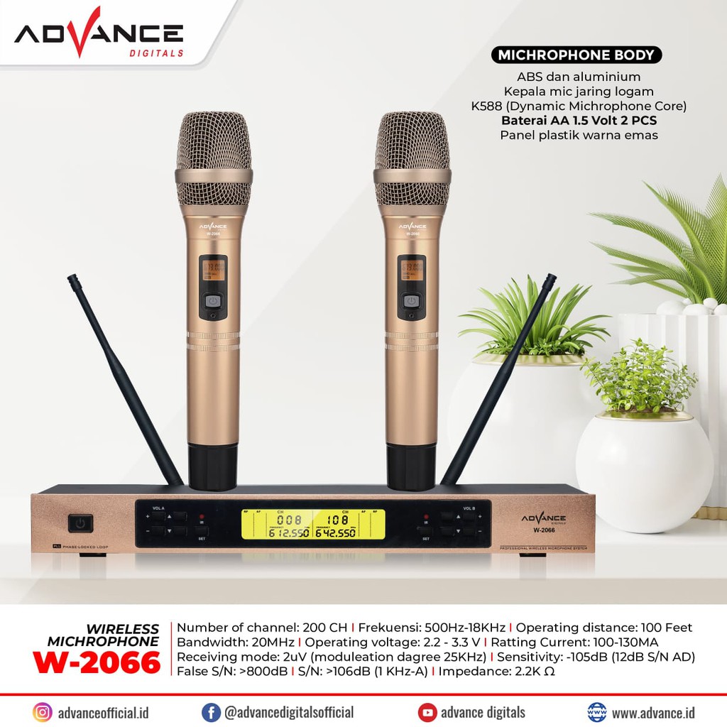 Mic Wireless / Mic wirles High quality Advance W-2066